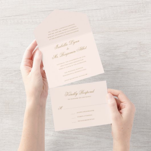 Invitation Tout En Un Mariage traditionnel rose vif Formal élégant (Déchirure)