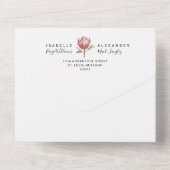 Invitation Tout En Un Mariage tropical à la gouache Protea  (Verso)