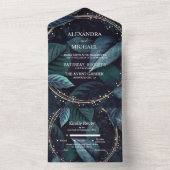 Invitation Tout En Un Mariage Tropical de Destination Moderne Vert Émera (À l'intérieur)