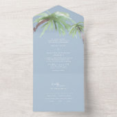 Invitation Tout En Un Mariage Tropical Palm Sky Blue (À l'intérieur)