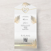 Invitation Tout En Un Mariage Tropical Palm Tree Gold Beach (À l'intérieur)