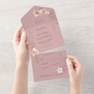 Invitation Tout En Un Mariage Tropical Pink