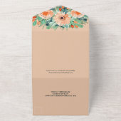 Invitation Tout En Un Mariage Turquoise à l'aquarelle Peach Floral (Dehors)