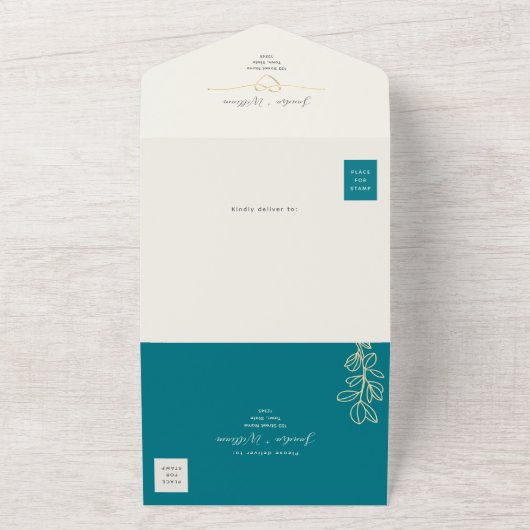 Invitation Tout En Un Mariage Turquoise Boho (Dehors)