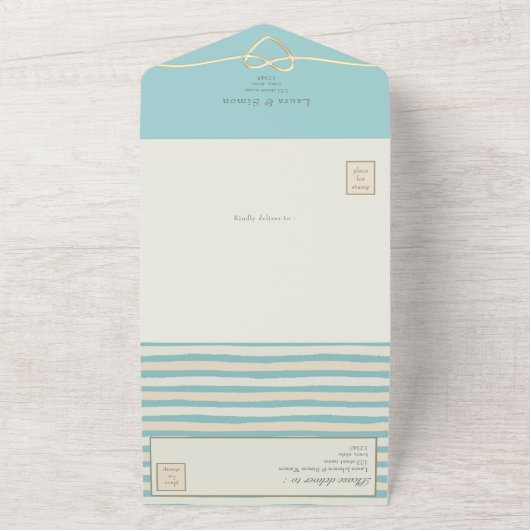 Invitation Tout En Un Mariage turquoise élégant (Dehors)