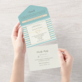 Invitation Tout En Un Mariage turquoise élégant (Déchirure)