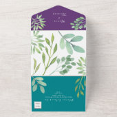 Invitation Tout En Un Mariage turquoise et violet (Dehors)