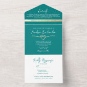 Invitation Tout En Un Mariage Turquoise moderne élégant (À l'intérieur)