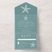 Invitation Tout En Un Mariage turquoise Starfish (À l'intérieur)