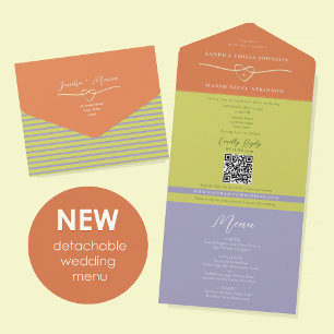 Invitation Tout En Un Mariage Unique Citron Vert Rayé