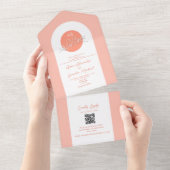 Invitation Tout En Un Mariage Unique Corail (Déchirure)