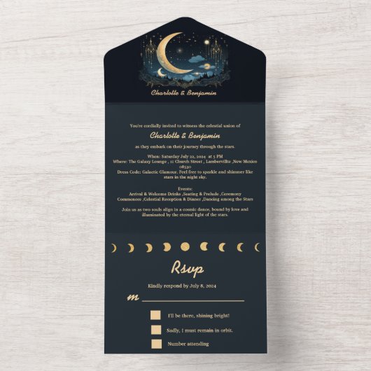 Invitation Tout En Un Mariage unique d'Imaginaire céleste (À l'intérieur)