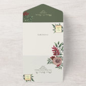 Invitation Tout En Un Mariage végétal vert olive (Dehors)