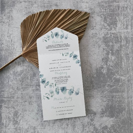 Invitation Tout En Un Mariage verdoyant minimaliste