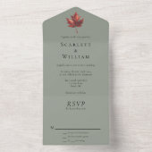 Invitation Tout En Un Mariage vert à faible hauteur de chute simple (À l'intérieur)