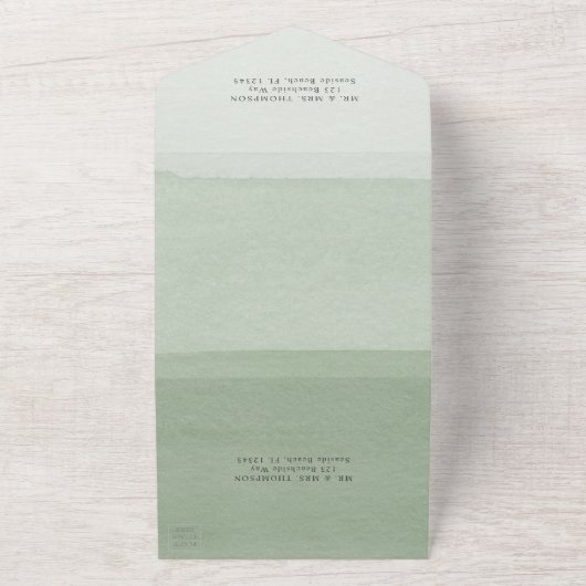 Invitation Tout En Un Mariage vert Aquarelle tout en un (Dehors)