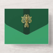 Invitation Tout En Un Mariage vert de forêt chic (Verso)