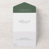 Invitation Tout En Un Mariage vert de mousse foncée simple (Dehors)