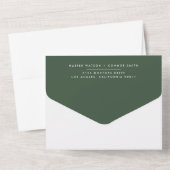 Invitation Tout En Un Mariage vert de mousse foncée simple (Verso)