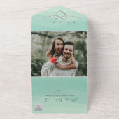 Invitation Tout En Un Mariage vert de taille minimale (Dehors)