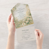 Invitation Tout En Un Mariage vert d'ivoire (Déchirure)