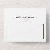 Invitation Tout En Un Mariage vert émeraude à fleurs blanches (Verso)