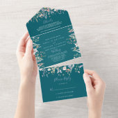 Invitation Tout En Un Mariage vert Fleur sauvage multicouleur été (Déchirure)