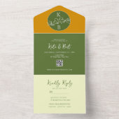 Invitation Tout En Un Mariage vert olive (À l'intérieur)