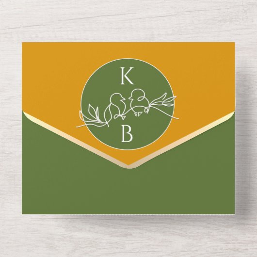 Invitation Tout En Un Mariage vert olive (Verso)