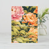 Invitation Tout en un Mariage vert orange rose floral (Debout devant)