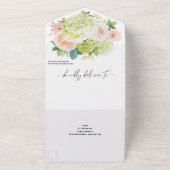 Invitation Tout En Un Mariage vert rose blanc (Dehors)