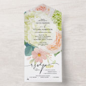 Invitation Tout En Un Mariage vert rose blanc (À l'intérieur)