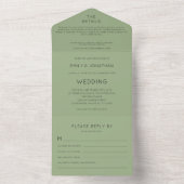 Invitation Tout En Un Mariage vert Sage (À l'intérieur)