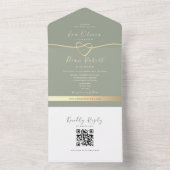Invitation Tout En Un Mariage vert Sage de code QR (À l'intérieur)