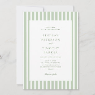 Invitation Tout en Un Mariage Vert Sauge Rayé