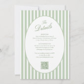 Invitation Tout en Un Mariage Vert Sauge Rayé (Dos)