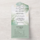 Invitation Tout En Un Mariage vert Tropical Palm Monstera (À l'intérieur)