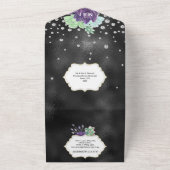 Invitation Tout En Un Mariage vert violet cactus eucalyptus vert (Dehors)