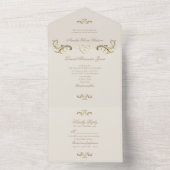 Invitation Tout En Un Mariage vintage baroque or (À l'intérieur)