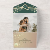 Invitation Tout En Un Mariage vintage Emerald Green (Dehors)