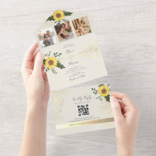 Invitation Tout En Un Mariage Vintage Rustique Bohème Tournesol