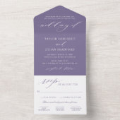 Invitation Tout En Un Mariage violet élégant classique (À l'intérieur)
