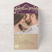 Invitation Tout En Un Mariage Violet et Or (Dehors)