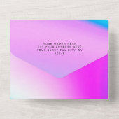 Invitation Tout En Un Mariage violet holographique moderne élégant (Verso)