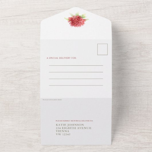 Invitation Tout En Un Mariage waratah farine d'aquarelle de fleur RSVP (Dehors)