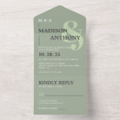 Invitation Tout En Un Mariage Whimsand Vert Sage moderne (À l'intérieur)