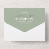 Invitation Tout En Un Mariage Whimsand Vert Sage moderne (Verso)
