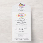 Invitation Tout En Un Mariage Whimsical Las Vegas<br><div class="desc">Faire-part de mariage sur le thème de Las Vegas avec des détails sur les invités et un dépliant déchiré rsvp.</div>