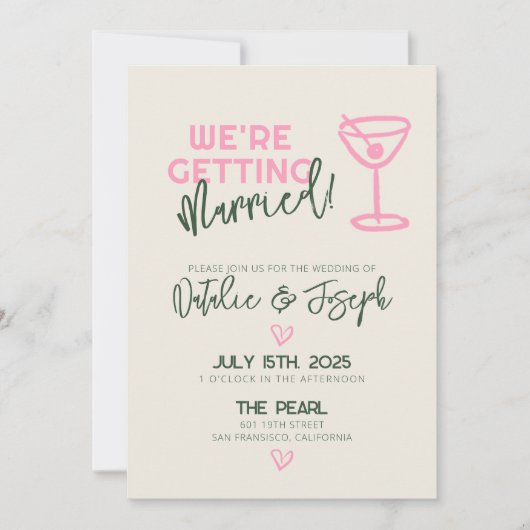 Invitation Tout en un Mariage Whimsical Pastel manuscrit (Devant)
