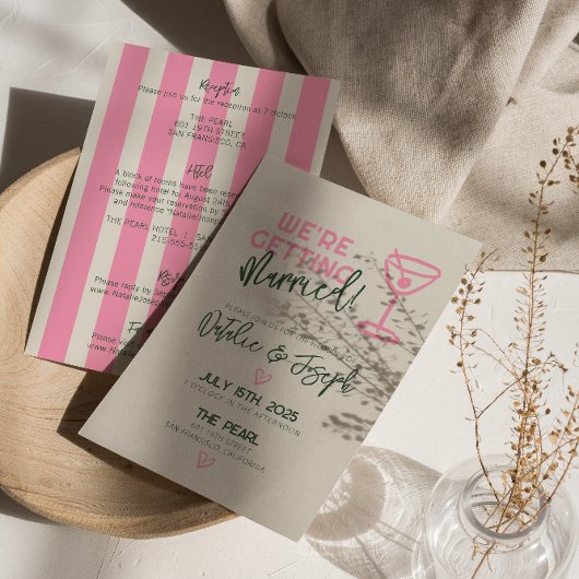 Invitation Tout en un Mariage Whimsical Pastel manuscrit